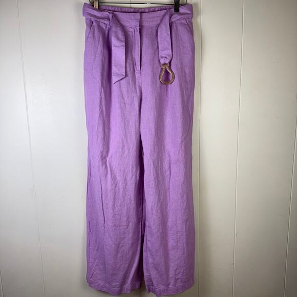 house of harlow linen wide leg lilac pants - Picture 1 of 8